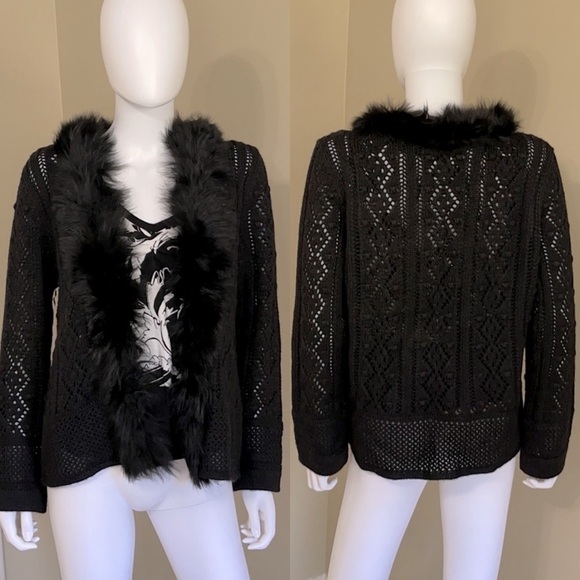 PERUVIAN Connection Black Dacha Alpaca Cardigan. Size M. P/72/A822 - Picture 5 of 14